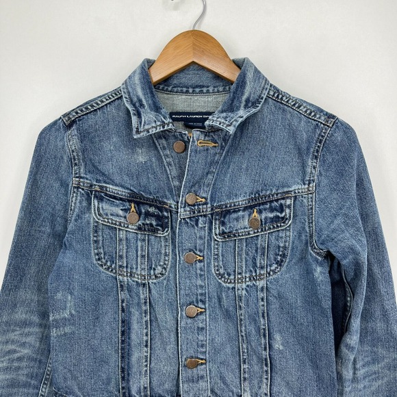 Ralph Lauren Sport Denim Jacket Women's XS Blue Button Closure Trucker Cotton - Picture 2 of 9